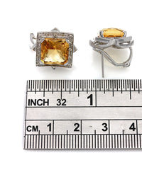 Faceted Citrine and Diamond Earrings