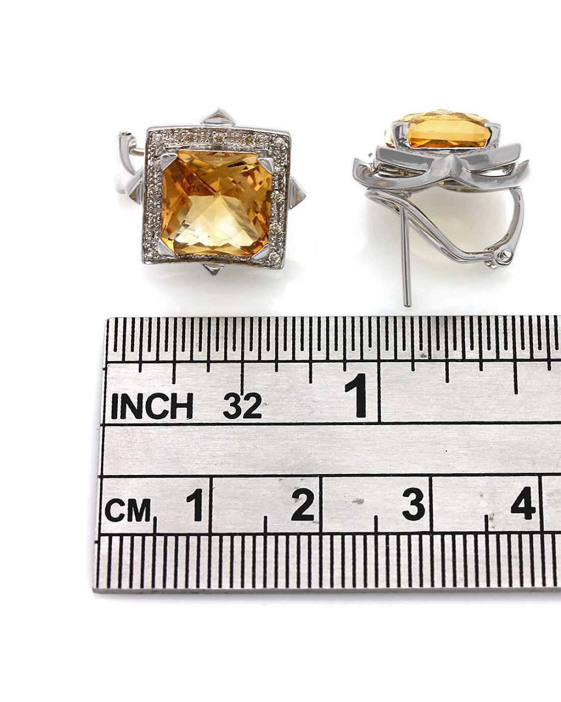 Faceted Citrine and Diamond Earrings
