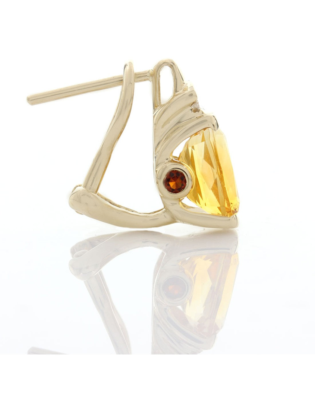 Rectangular Citrine Earrings with Diamond Accents