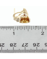 Rectangular Citrine Earrings with Diamond Accents