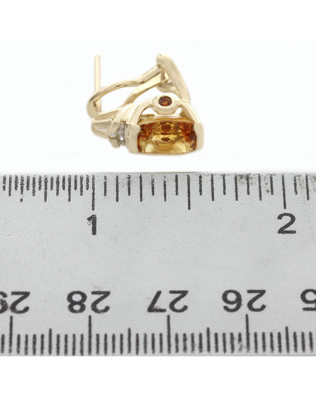 Rectangular Citrine Earrings with Diamond Accents