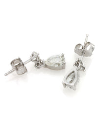 Pear and Round Diamond Drop Earrings