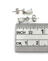 Pear and Round Diamond Drop Earrings