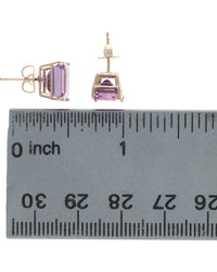Emerald Cut Amethyst Stud Earrings