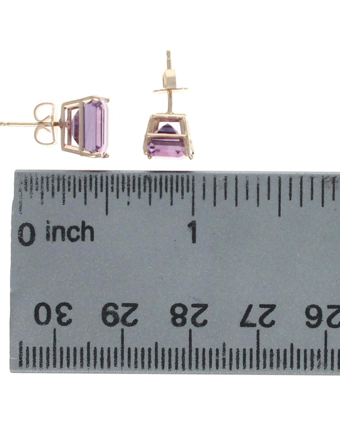 Emerald Cut Amethyst Stud Earrings