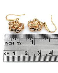 Diamond Pave Open Flower Drop Earrings