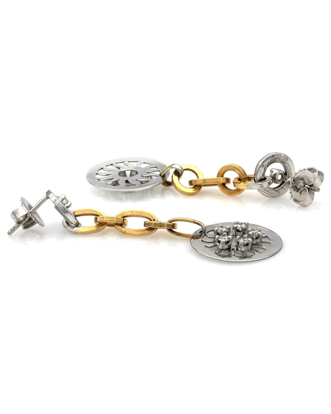 Diamond Open Circle Link Dangle Earrings
