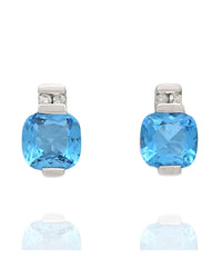Blue Topaz and Diamond Accent Stud Earrings