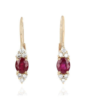 Ruby and Diamond Marquise Shaped Earrings