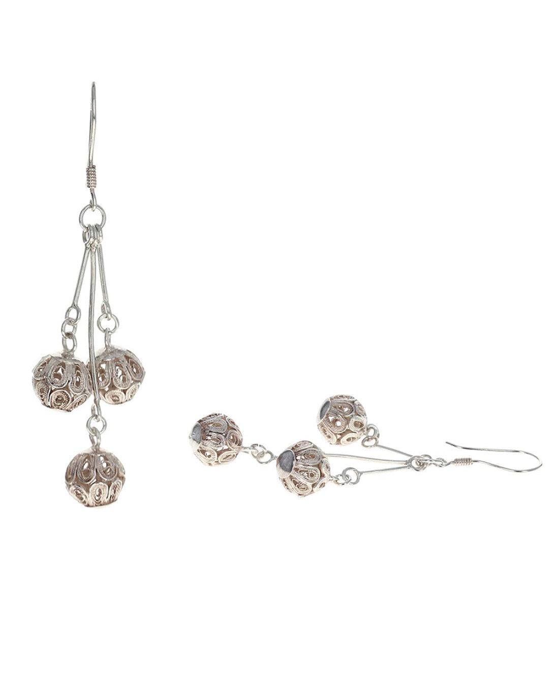 Cut Out Filigree Ball Dangle Earrings