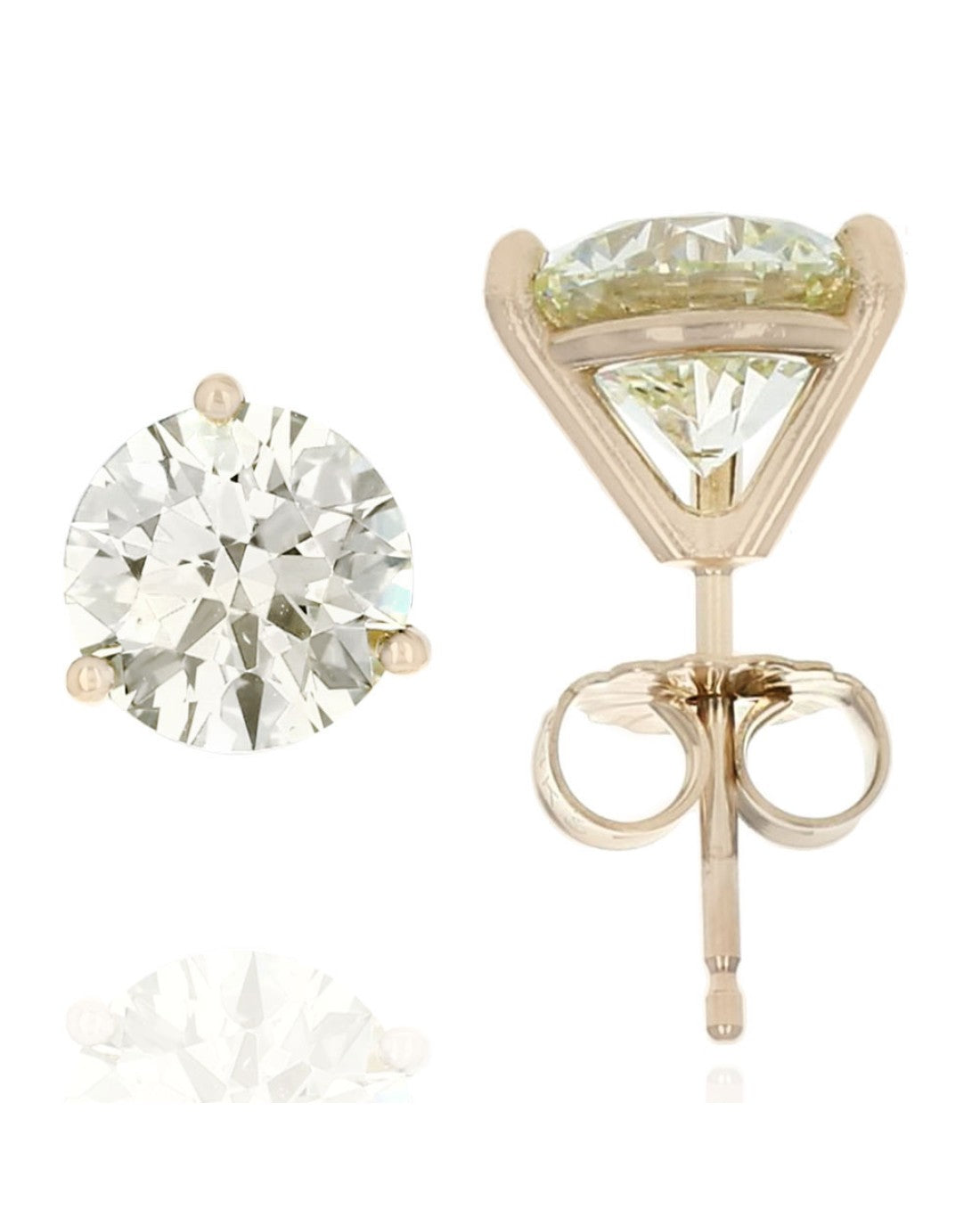 Round Brilliant Cut Diamond Martini Stud Earrings in 14KY