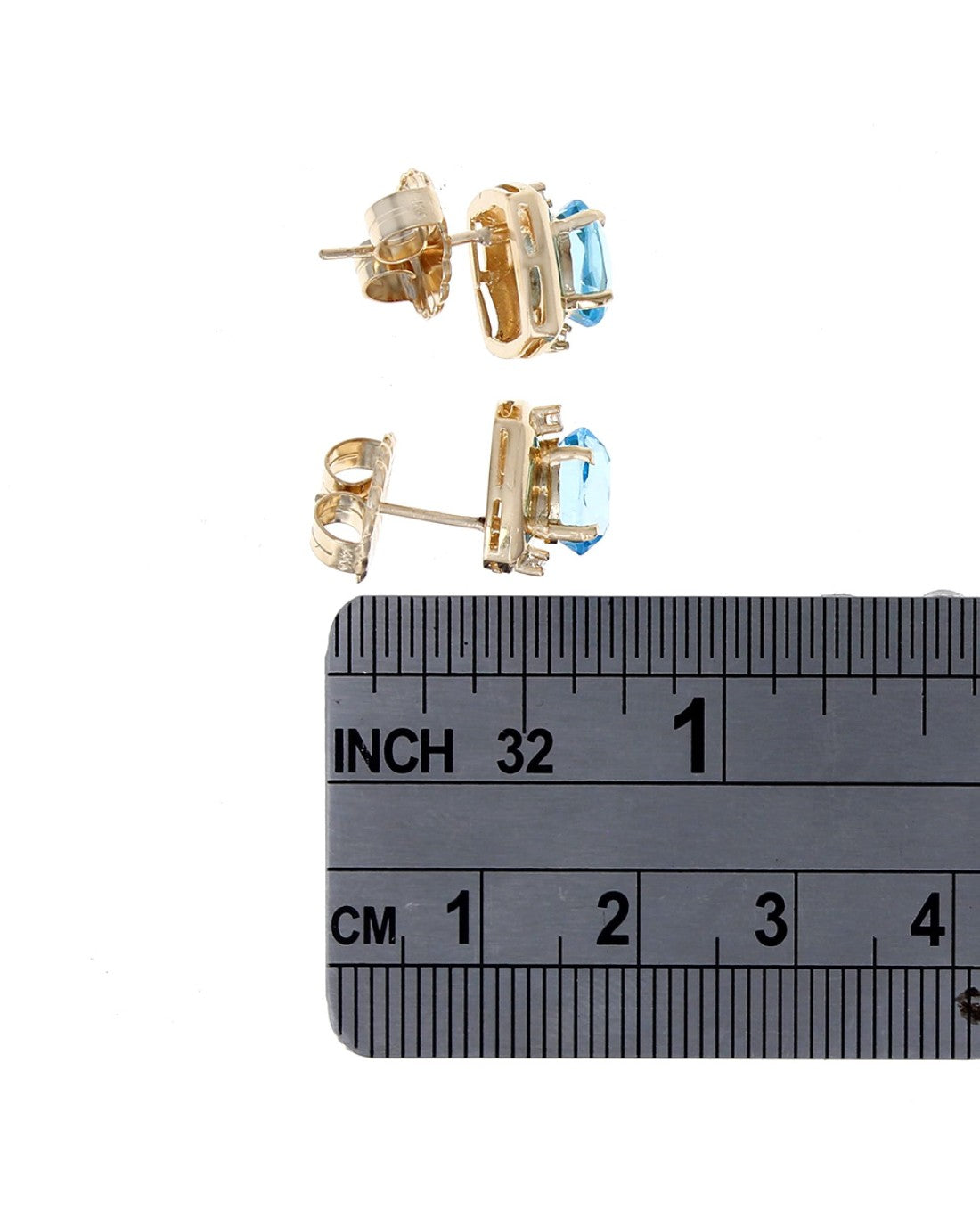 Oval Swiss Blue Topaz Diamond Accent Stud Earrings