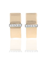 Toni Cavelti Diamond Curved Earrings in Yellow Gold and Platinum