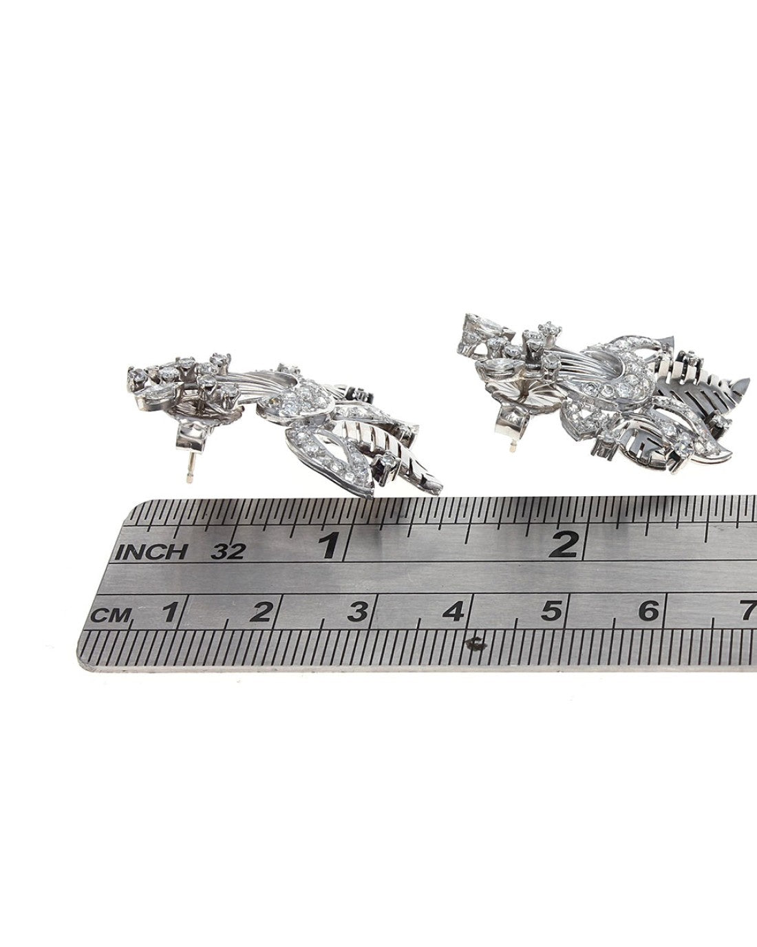 Vintage Diamond Folate Spray Earrings