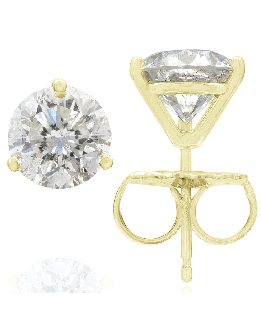 GIA Certified Round Brilliant Cut Diamond Stud Earrings in 18KY