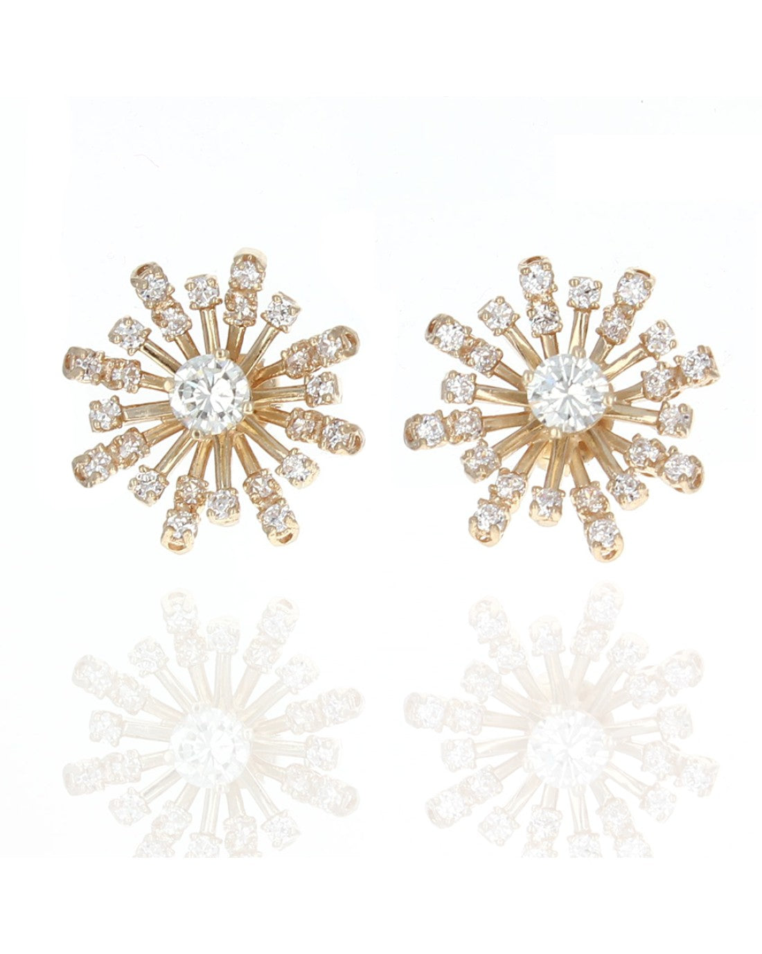 Diamond Stud Earrings with Diamond Burst Jackets