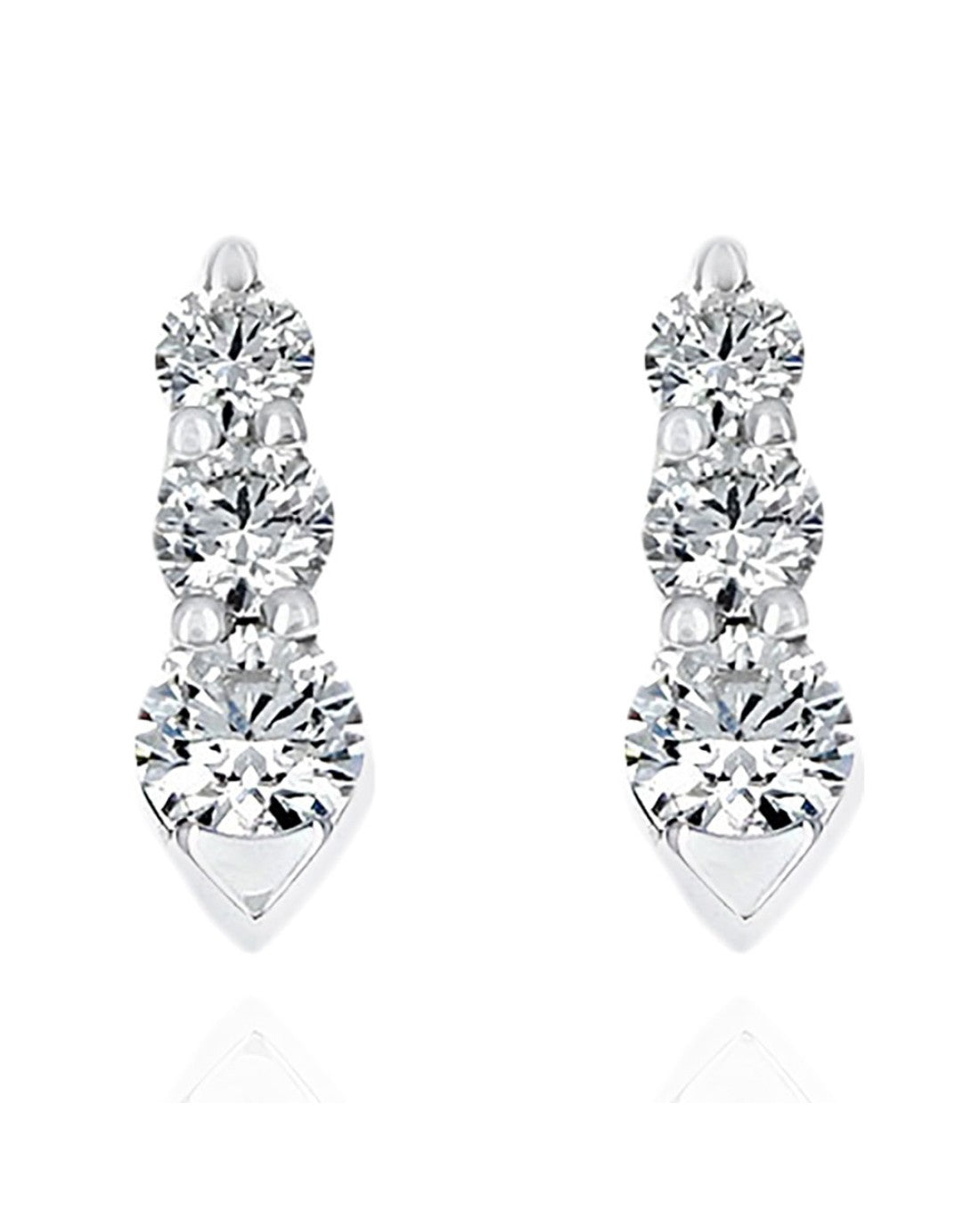 Three Stone Diamond Drop Earrings
