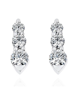 Three Stone Diamond Drop Earrings