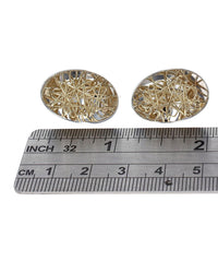 Quadri 2 Tone Concave Wire Nest Earrings