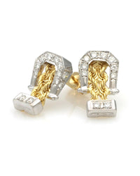Diamond Buckle Rope Chain Drop Earrings