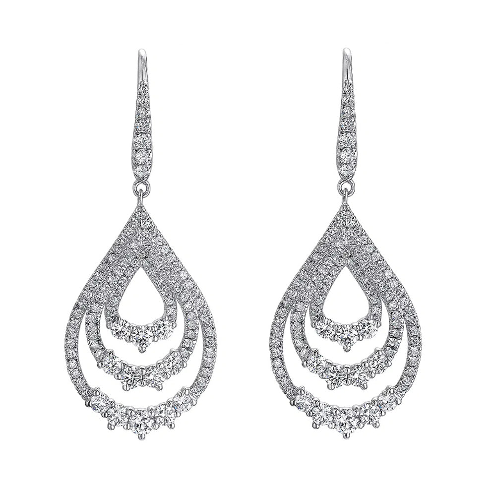 Gabriel & Co. Triple Teardrop Diamond Drop Earrings