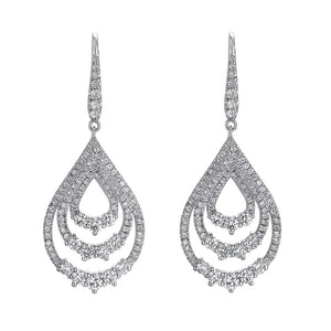 Gabriel & Co. Triple Teardrop Diamond Drop Earrings