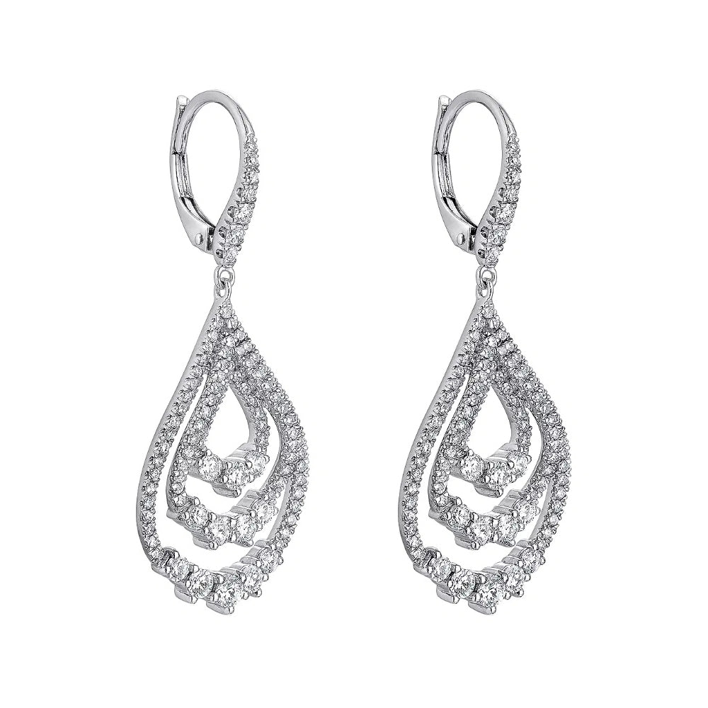 Gabriel & Co. Triple Teardrop Diamond Drop Earrings