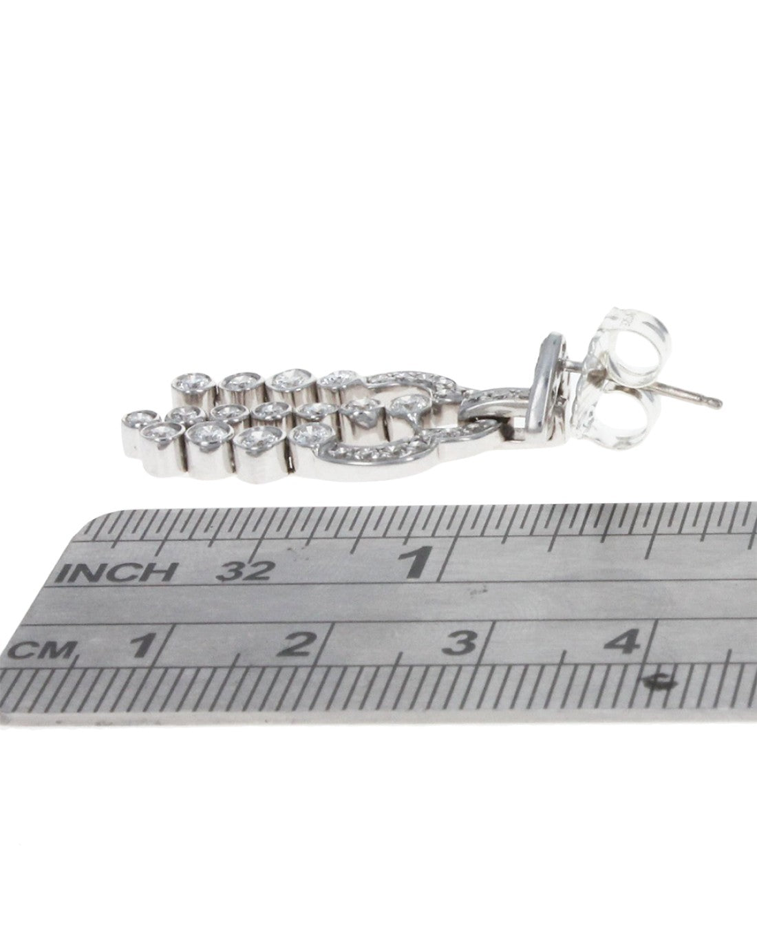 Diamond 3 Row Dangle Earrings