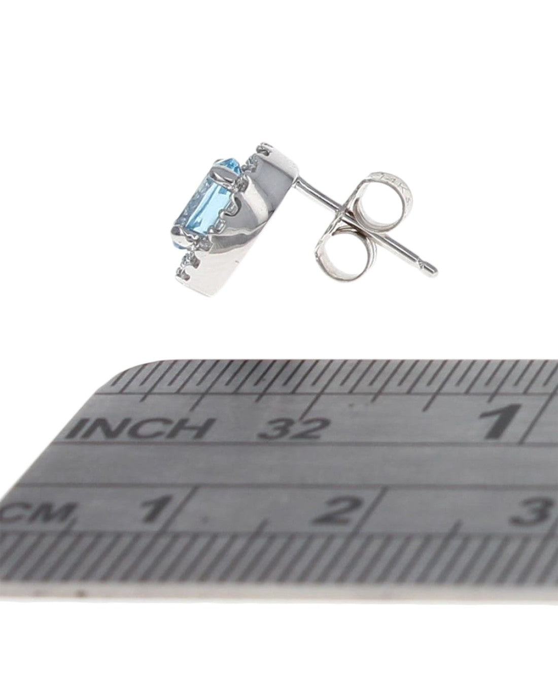 Swiss Blue Topaz and Diamond Halo Studs