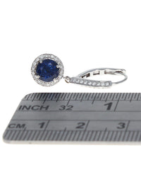 Sapphire and Diamond Halo Drop Earrings