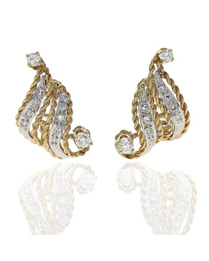 2 Row Rope Motif Diamond Earrings