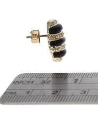 7 Row Alternating Diamond and Black Onyx Oval Earrings