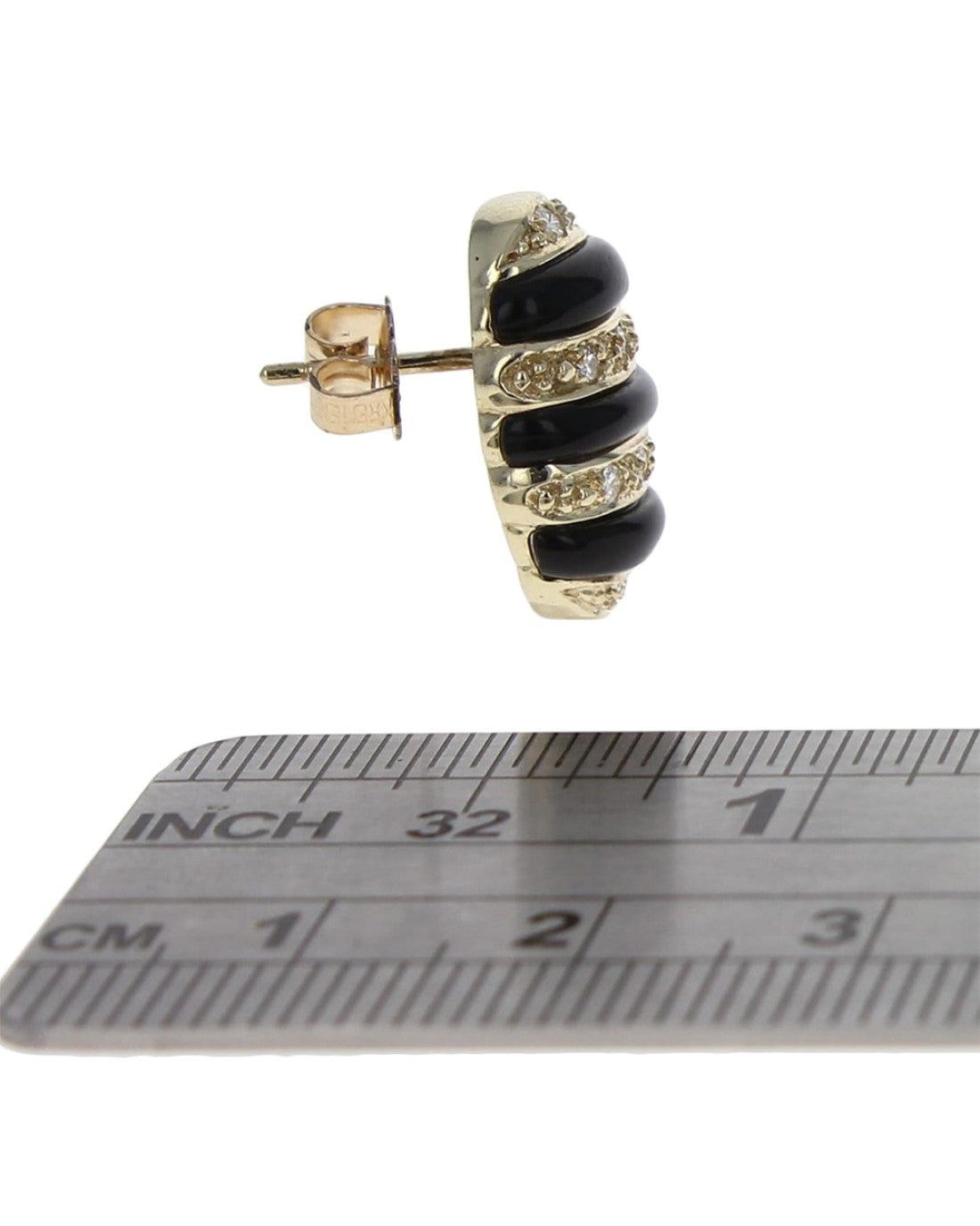 7 Row Alternating Diamond and Black Onyx Oval Earrings