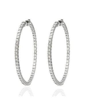 Diamond Inside Outside Hoop Earrings in White Gold