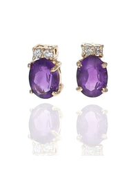 Oval Amethyst and Diamond Accent Stud Earrings