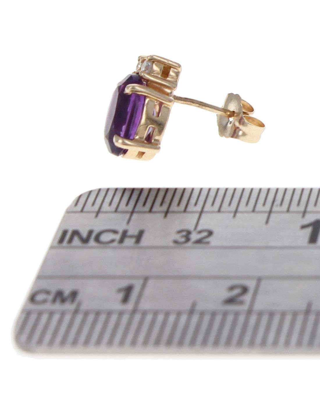Oval Amethyst and Diamond Accent Stud Earrings
