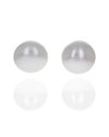 White Button Pearl Stud Earrings