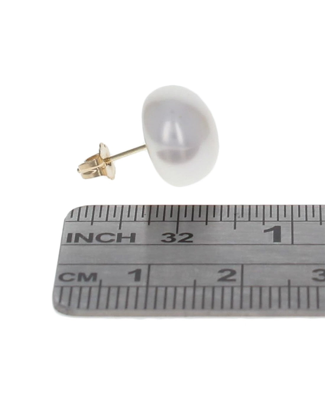 White Button Pearl Stud Earrings