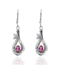 Ruby and Diamond Pear Shape Drop Earrings