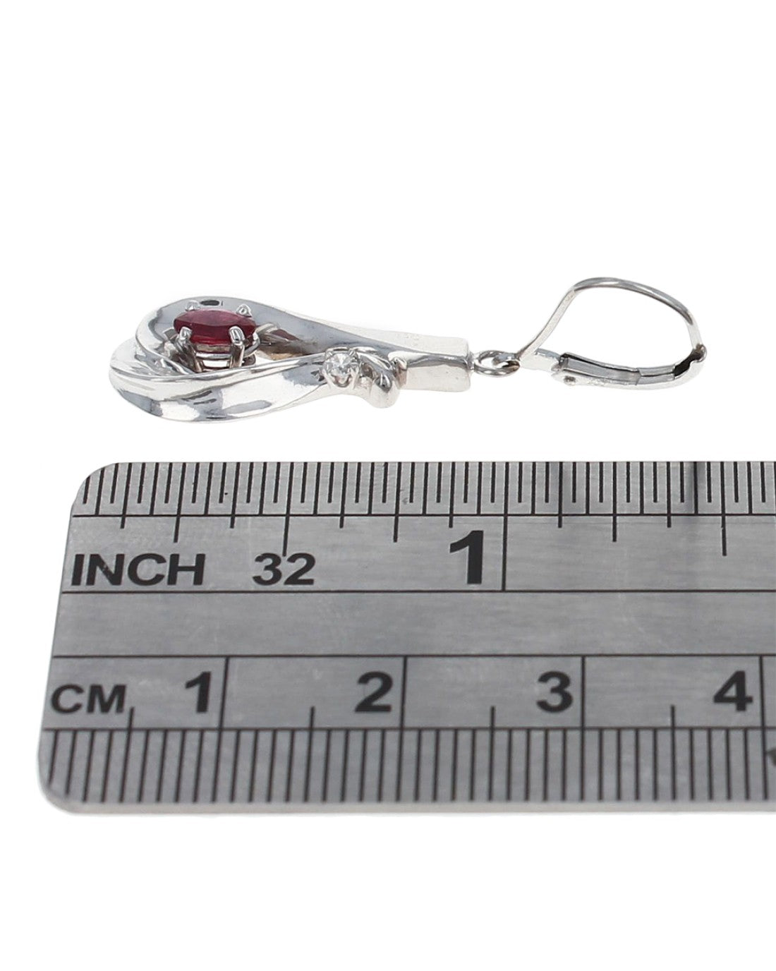 Ruby and Diamond Pear Shape Drop Earrings