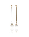 Ball and Pearl Dangle Earrings in Gold