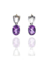 Oval Amethyst Drop Earrings in White Gold