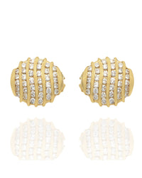 14ky 6 Row Diamond Disk Earrings in Gold