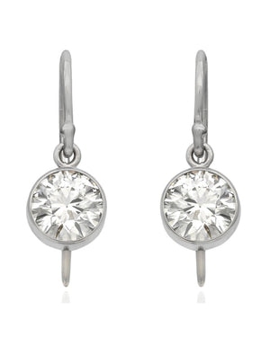 Round Brilliant Cut Diamond Earring Drops in 14KW