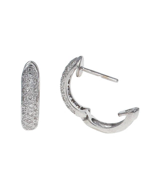 Diamond Pave Huggie Earrings in Gold