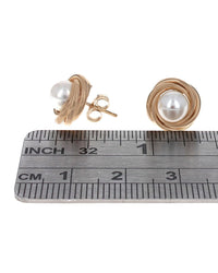 Bypass Circle Pearl Stud Earrings