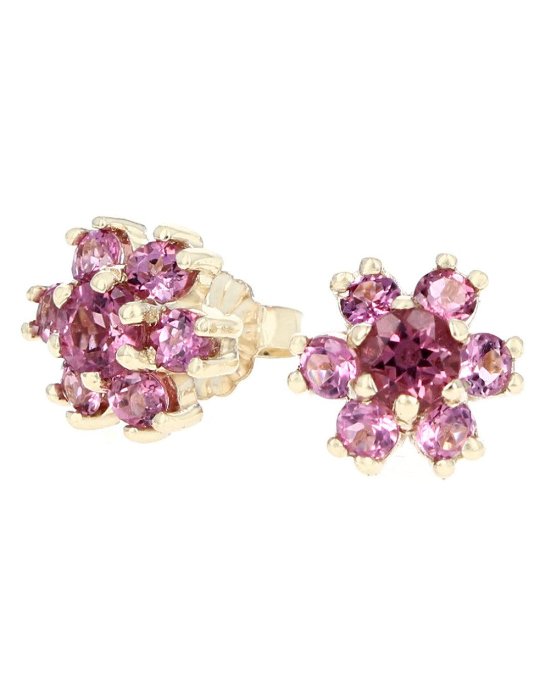 Pink Tourmaline Flower Stud Earrings