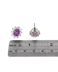 Pink Sapphire and Diamond Halo Stud Earrings