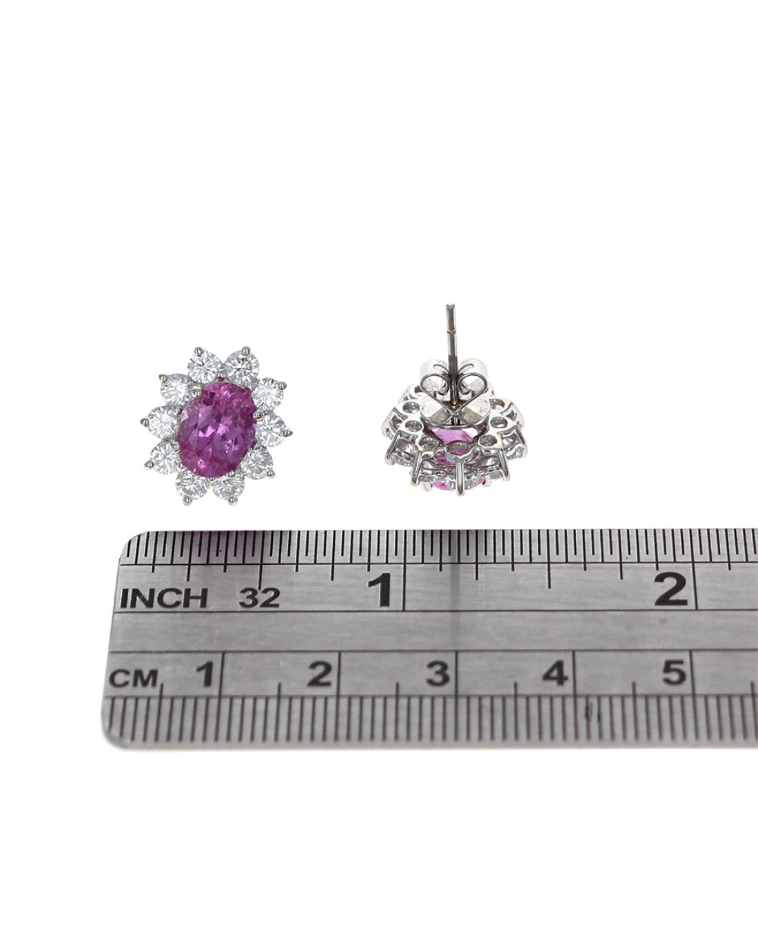 Pink Sapphire and Diamond Halo Stud Earrings
