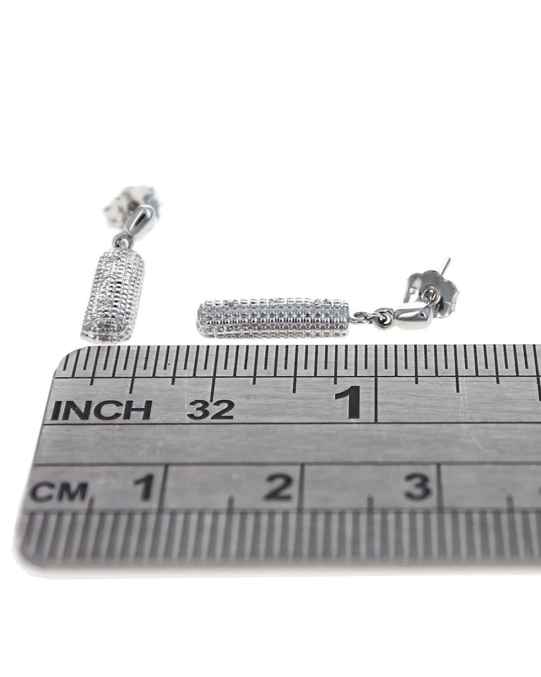 Diamond Half Cylinder Drop Earrings